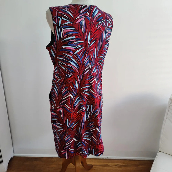 Land's End Shift Dress / Red, Blue, Aqua / Pockets / Size 16P - Picture 3 of 5